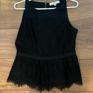 Lace peplum tank with zipper down back